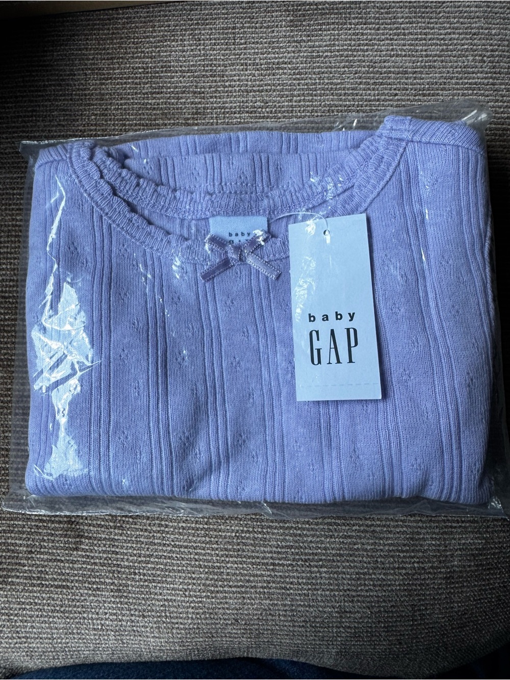 NWT Baby Gap Pointelle Long Sleeve Shirt 6-12 Months | Lavender | Soft Cotton
